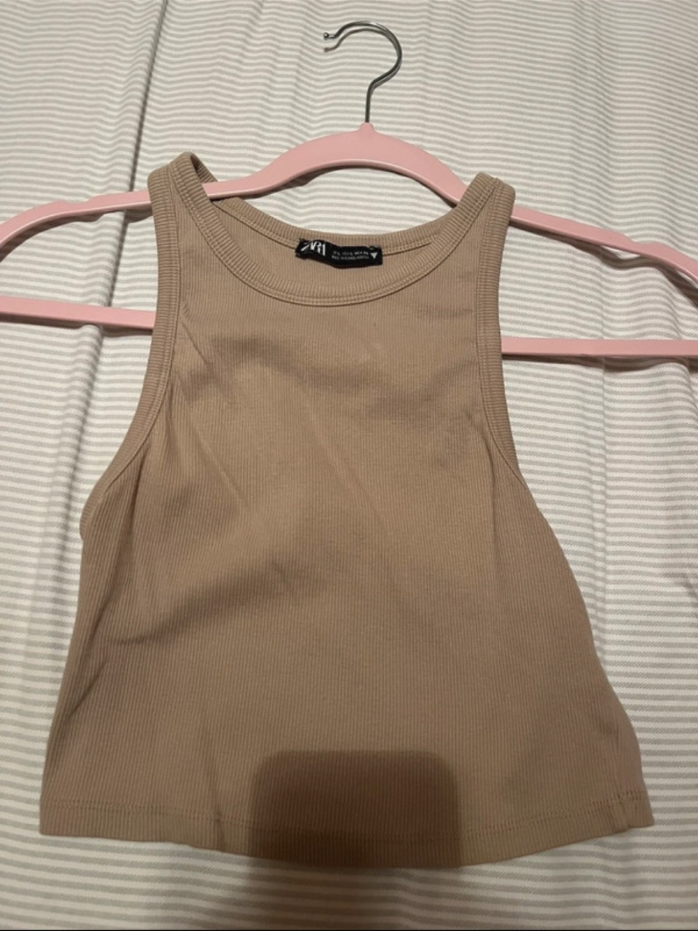 Zara Beige Ribbed Tank Top